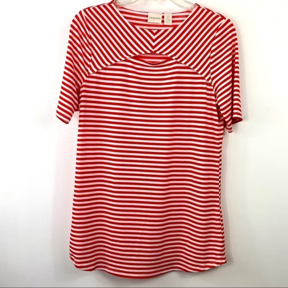 Chico’s‎ Red & White Silky Top